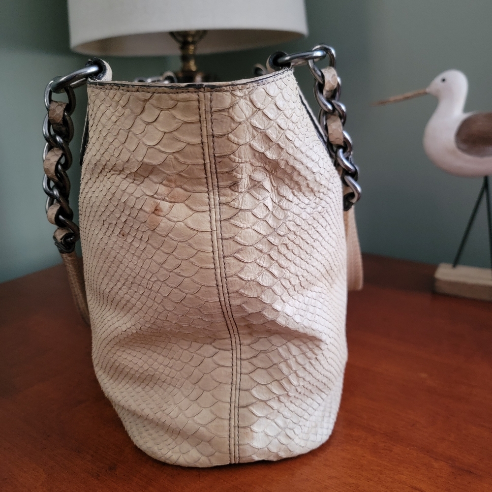 Coach 18771 Madison Python Leather Cream Tote Bag… - image 7